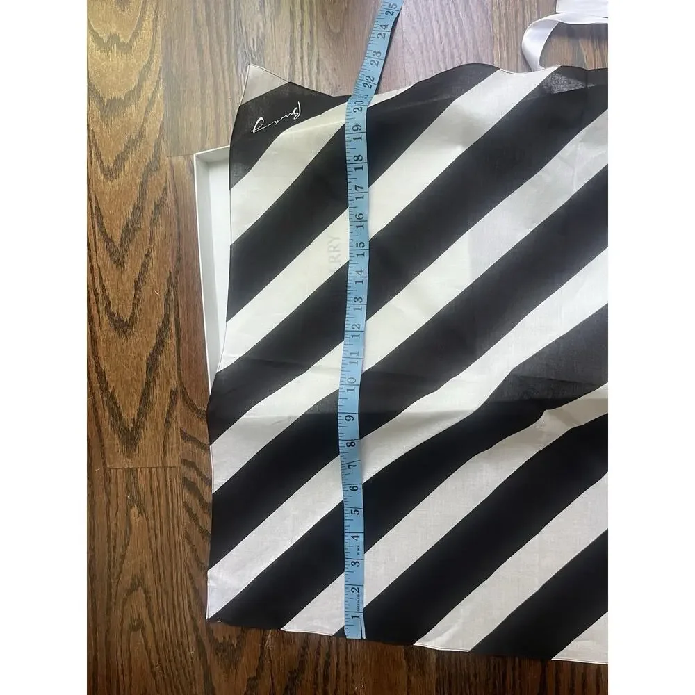 Burberry authentic cotton striped scarf black white original packaging NWT